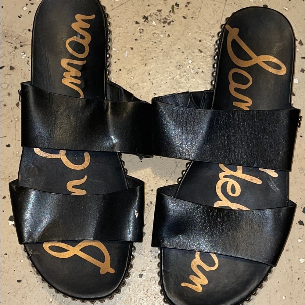 Sam Edelman Black Slide Sandals with Open Toe Design and Wide Strap